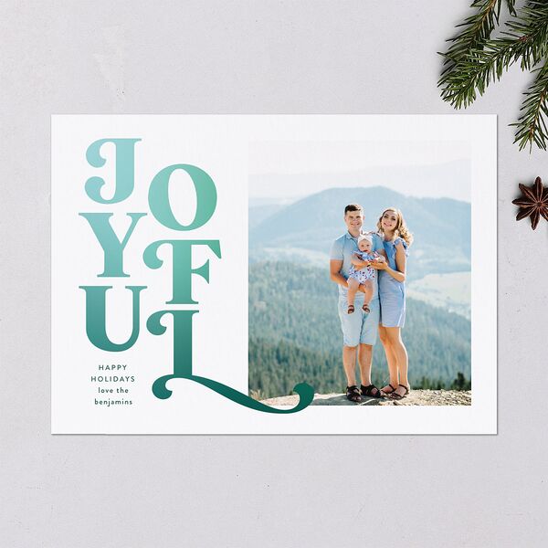 Retro Holiday Holiday Cards Sea Glass Signature Blank Standard Landscape