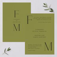 Modern Initials Wedding Invitations Olive Signature Blank No Standard