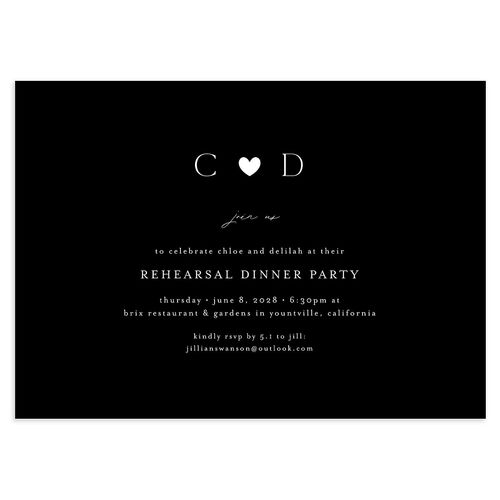Dainty Heart Rehearsal Dinner Invitations Midnight Signature Blank Standard