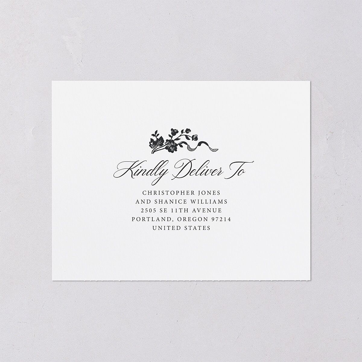 Old Money Botanical All-in-One Wedding Invitations Pure White Signature Light Both Recipient and Return Addresses No