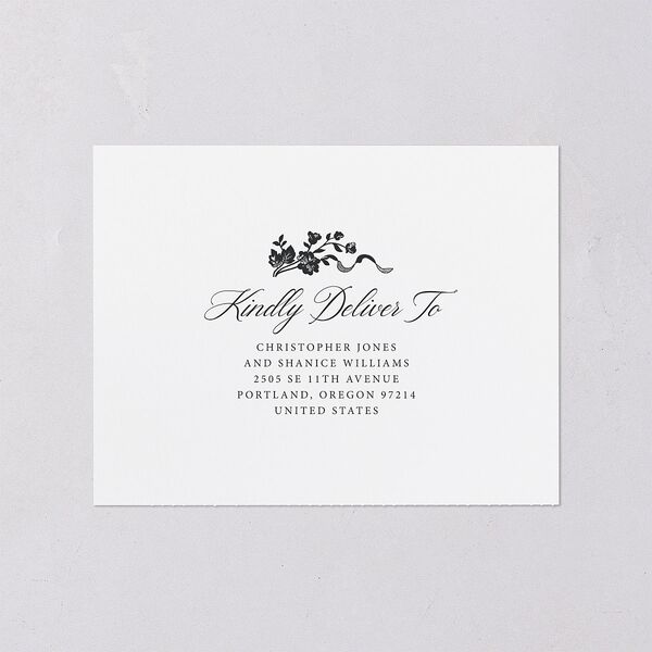 Old Money Botanical All-in-One Wedding Invitations Pure White Signature Light Both Recipient and Return Addresses No