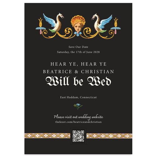 Medieval Renaissance Save the Date Cards Charcoal Signature smooth Blank Standard No