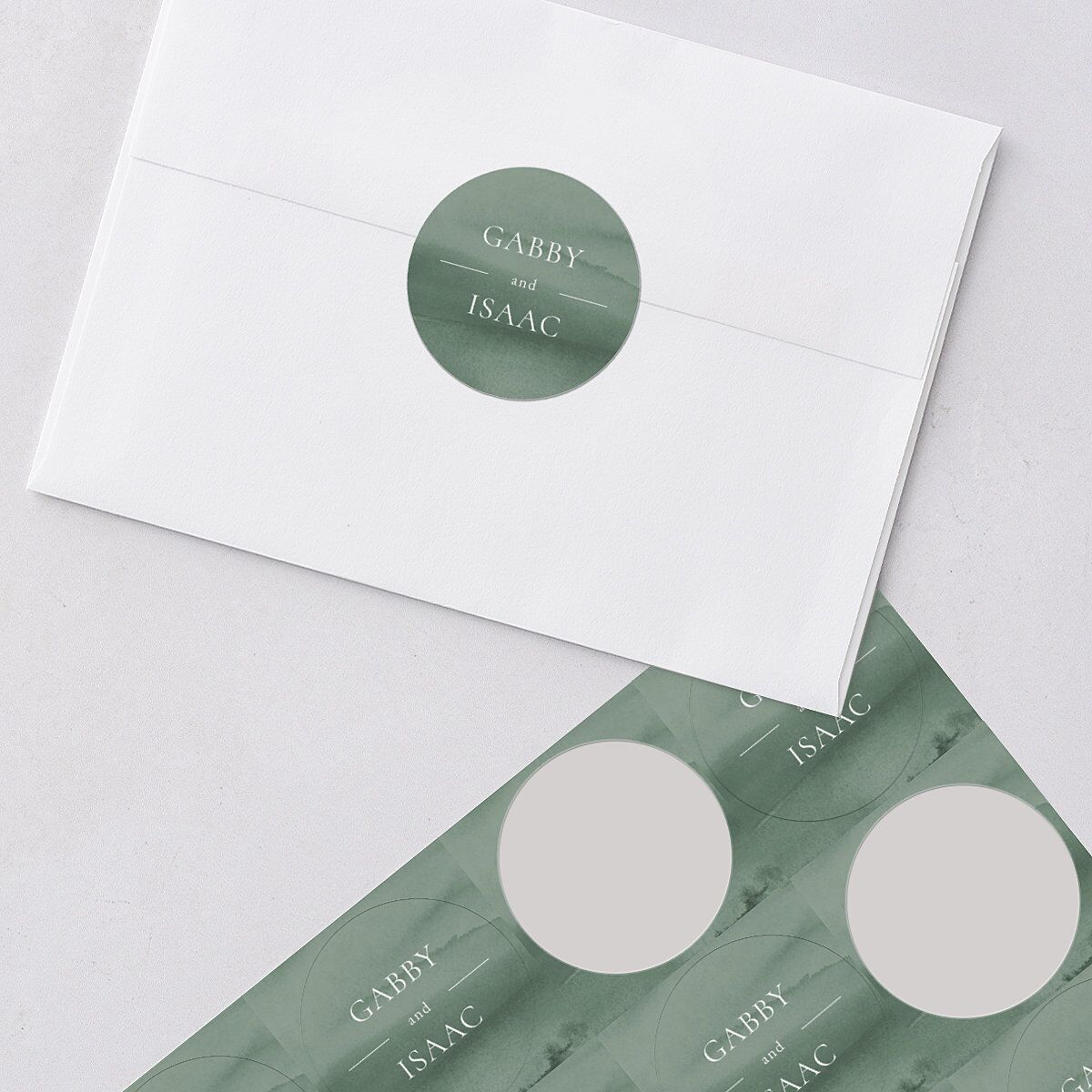 Watercolor Mountains Wedding Stickers Thyme Circle