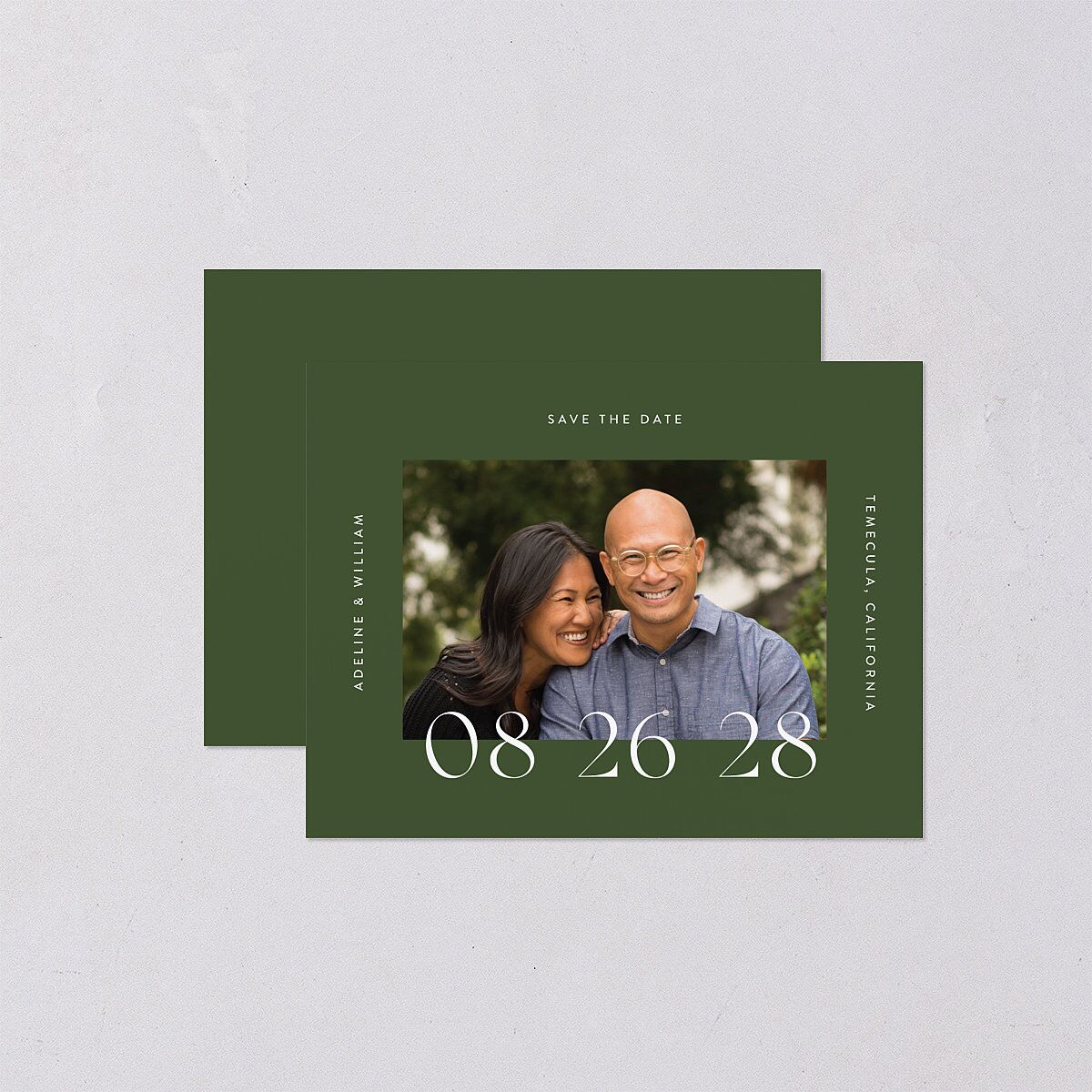 Border Date Save the Date Petite Cards Scottish Green Signature smooth Blank No Standard