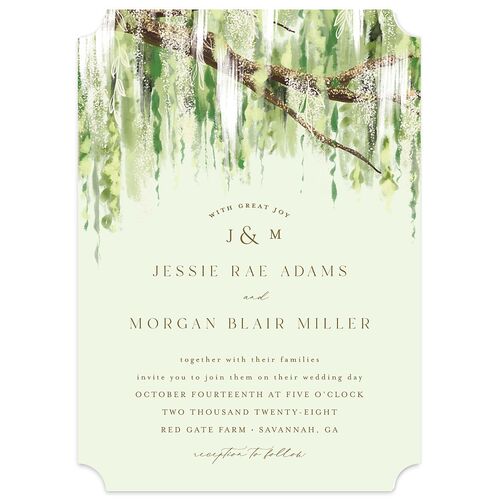 Southern Spanish Moss Wedding Invitations Sage Signature Blank No Ticket