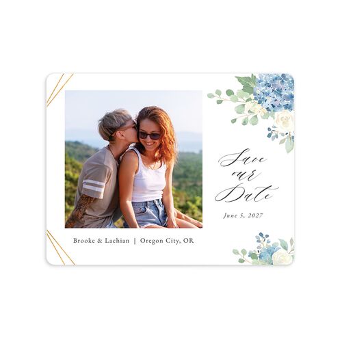 Elegant Hydrangea Save The Date Magnets Dusty Blue Magnet Paper