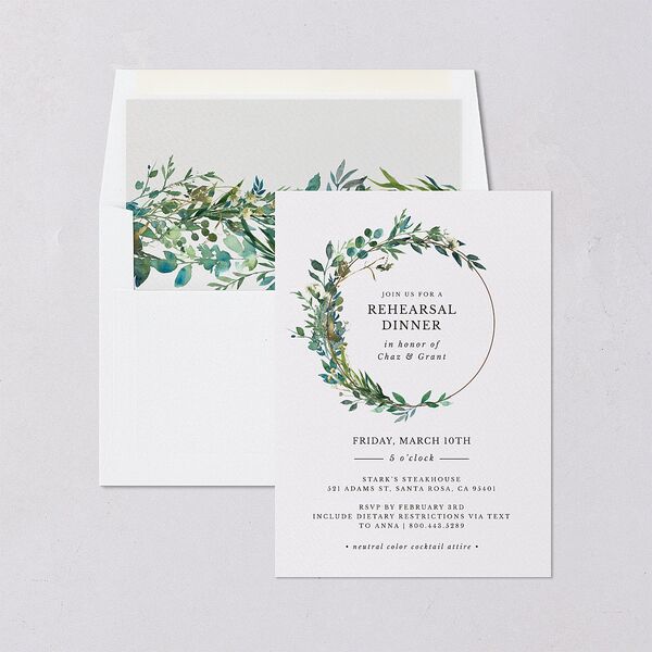 Leafy Hoops Rehearsal Dinner Invitations Eucalyptus Signature Blank Standard