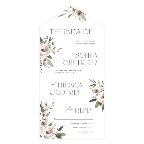 Beloved Union All-in-One Wedding Invitations Pure White Signature Light Both Recipient and Return Addresses No