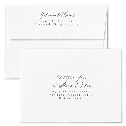 Moody Romance Rehearsal Dinner Invitation Envelopes Blue Terracotta Both Recipient and Return Addresses Signature Standard