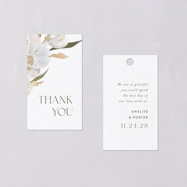 Elegant Orchid Foil Favor Gift Tags Gold Pure White Signature