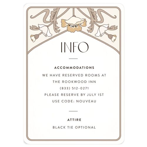 Vintage Nouveau Floral Wedding Enclosure Cards Linen Signature Rounded