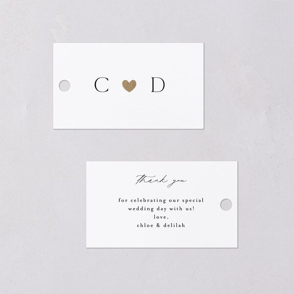 Dainty Heart Favor Gift Tags Pure White Gold Signature