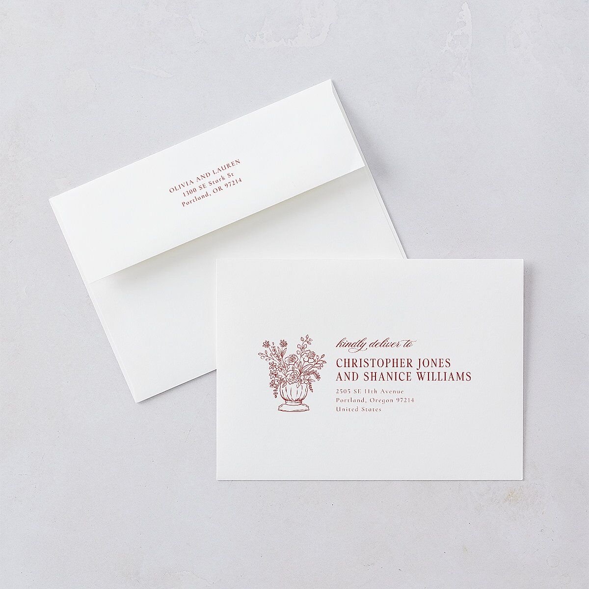 Vintage Vase Wedding Invitations Burgundy Signature Blank No Standard