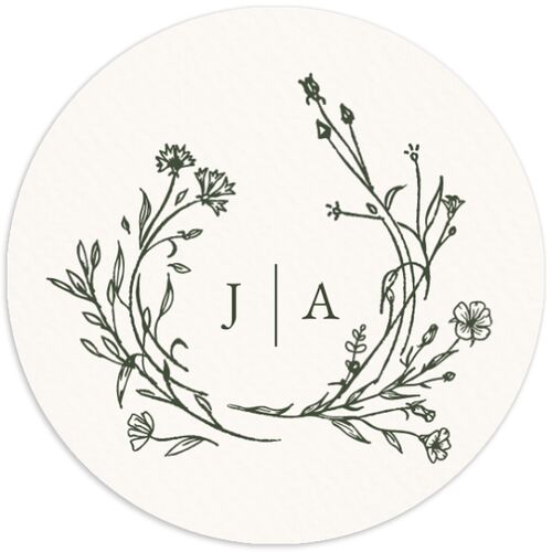Gilded Monogram Wedding Stickers Dark Camo Circle