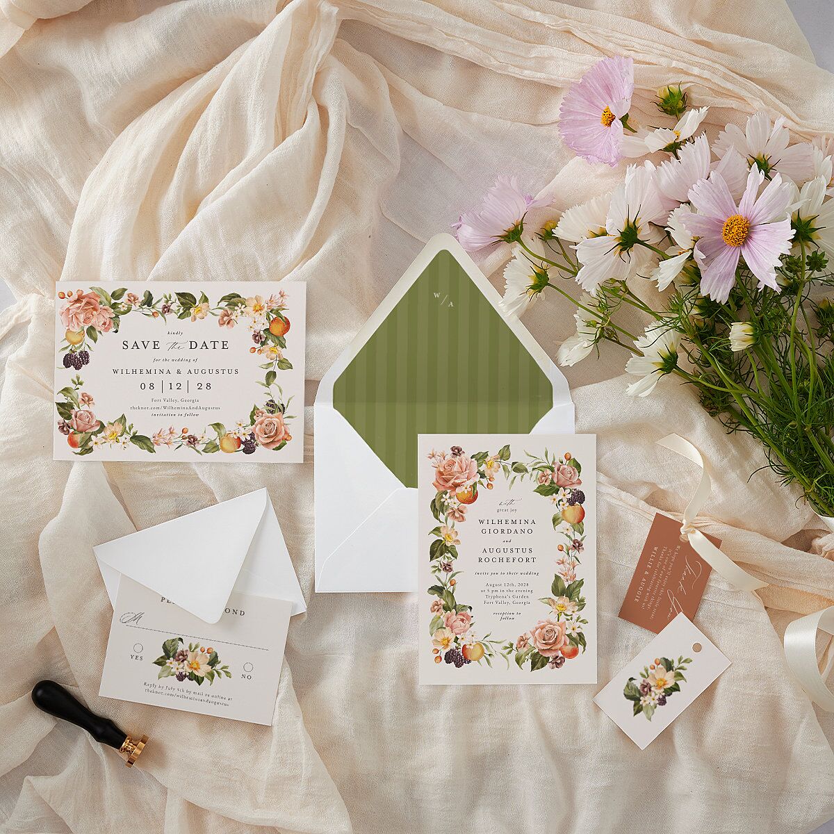 Botanical Citrus Garden Favor Gift Tags Rose Gold Signature