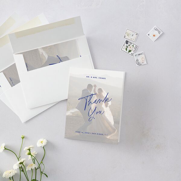 Vellum Illusion Photo Thank You Cards Sapphire
