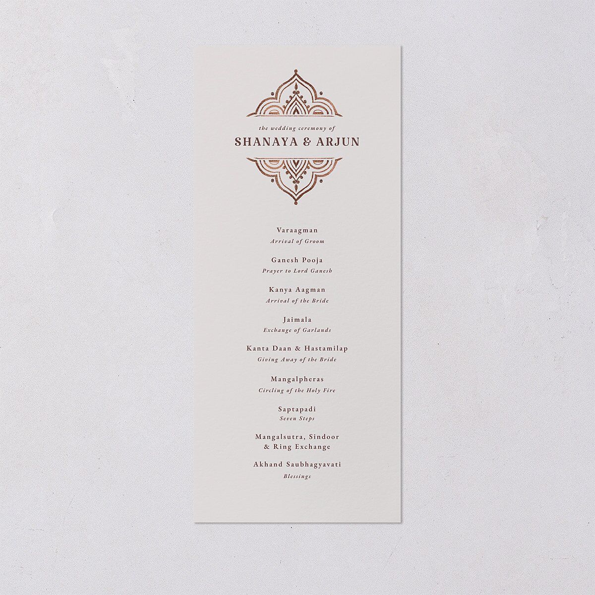 Indian Painted Henna Wedding Programs Chestnut Signature