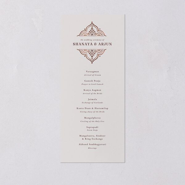 Indian Painted Henna Wedding Programs Chestnut Signature