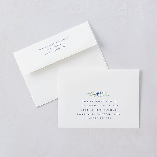 Watercolor Crest Wedding Invitations Cornflower Signature Blank No Standard