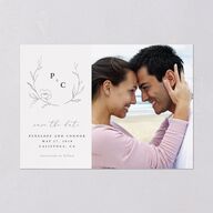 Graceful Botanical Save The Date Cards Shadow Gray Signature smooth Blank No Standard