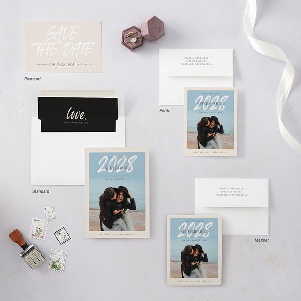 Handwritten Year Save The Date Magnets Linen Magnet Paper