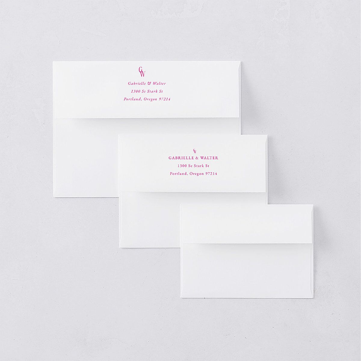 Stay For The Party Save the Date Petite Card Envelopes Hot Pink White Both Recipient and Return Addresses Signature Standard