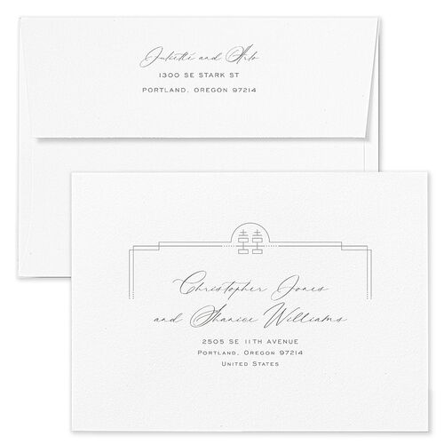 Eternal Devotion Save The Date Card Envelopes White Shadow Gray Recipient Address Signature Standard