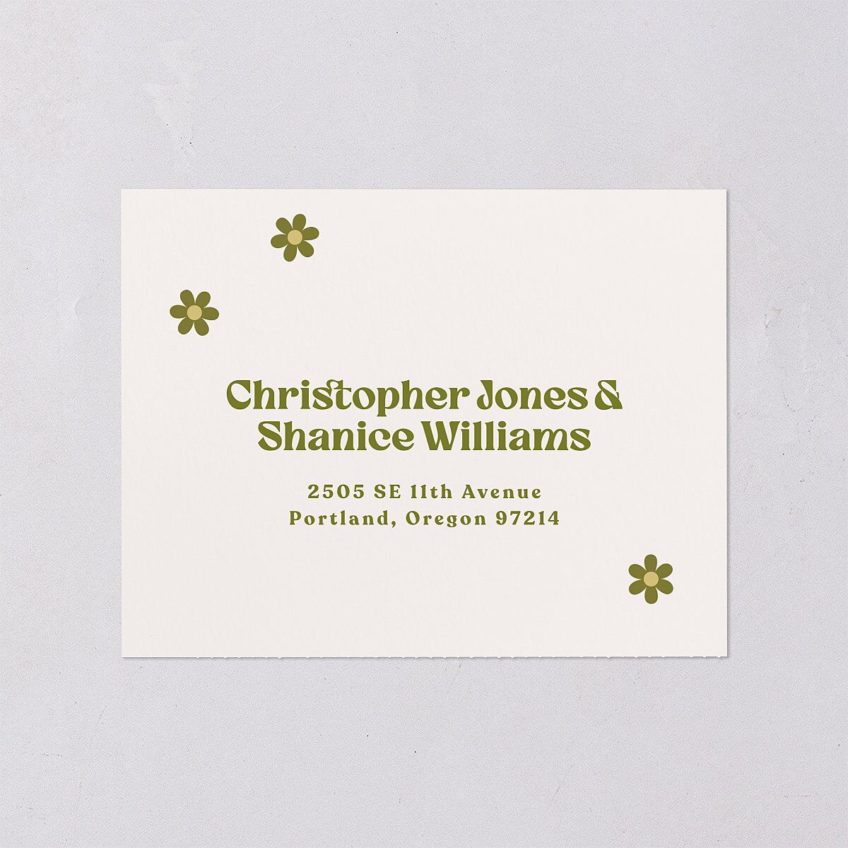 Simple Retro Daisy All-in-One Wedding Invitations Meadow Signature Light Both Recipient and Return Addresses No