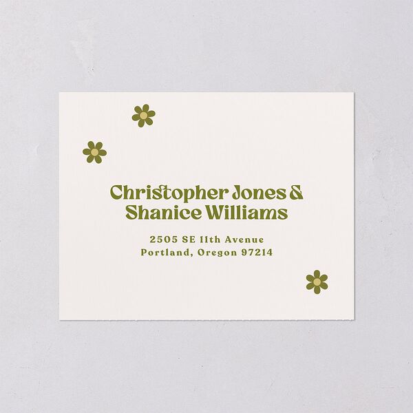 Simple Retro Daisy All-in-One Wedding Invitations Meadow Signature Light Both Recipient and Return Addresses No