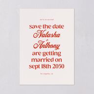 Modern Retro Type Save the Date Cards Scarlet Signature smooth Blank No Standard