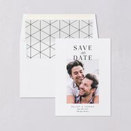 Timeless Typography Save The Date Cards Pure White Signature smooth Blank No Standard