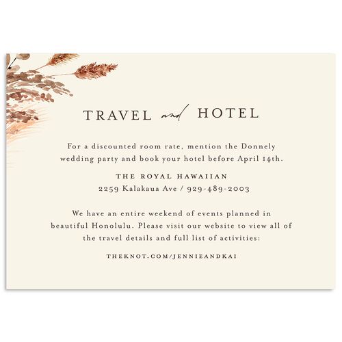Simple Pampas Wedding Enclosure Cards Sepia Signature Standard