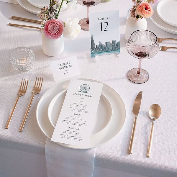 Watercolor Chicago Place Cards Regency Blue Signature