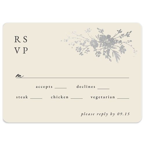 Gilded Wildflower Wedding Response Cards Silver Linen Signature Rounded