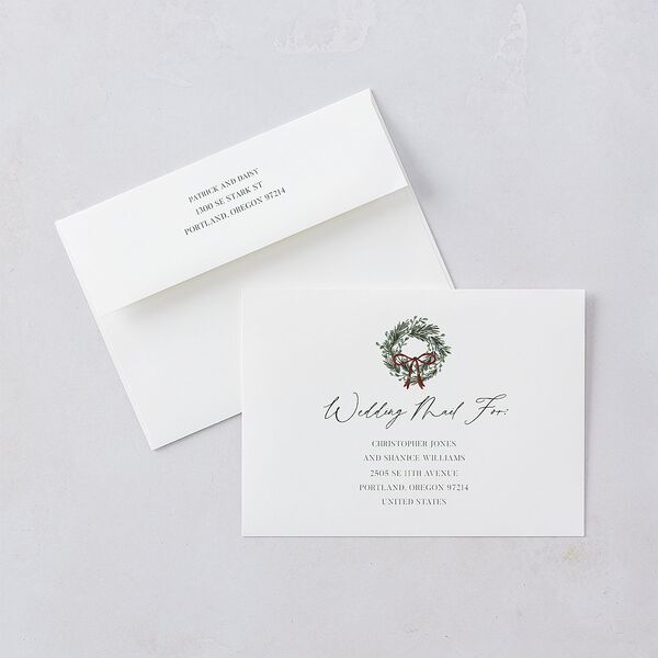 Festive Garland Wedding Invitations Hunter Green Signature Blank No Standard