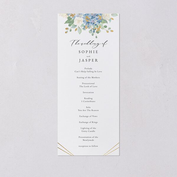 Gilded Hydrangea Wedding Programs Gold Ocean Signature