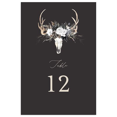 Gothic Antlers Table Numbers Charcoal Signature