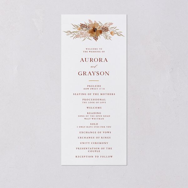 Bohemian Arch Foil Wedding Programs Gold Rust Signature