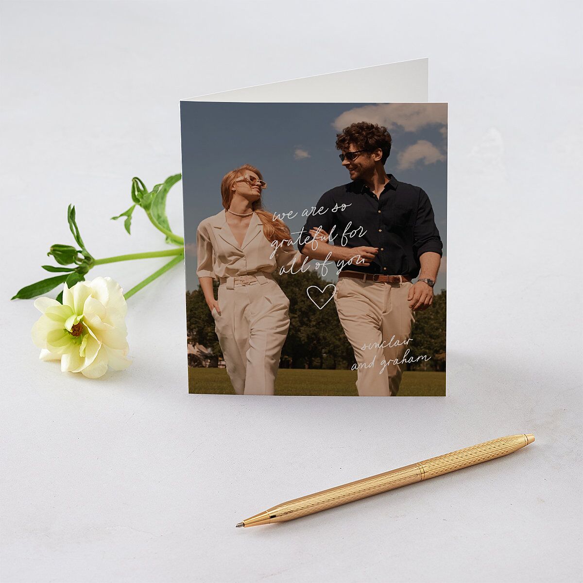 Sunny Day Modern Script Thank You Cards Pure White