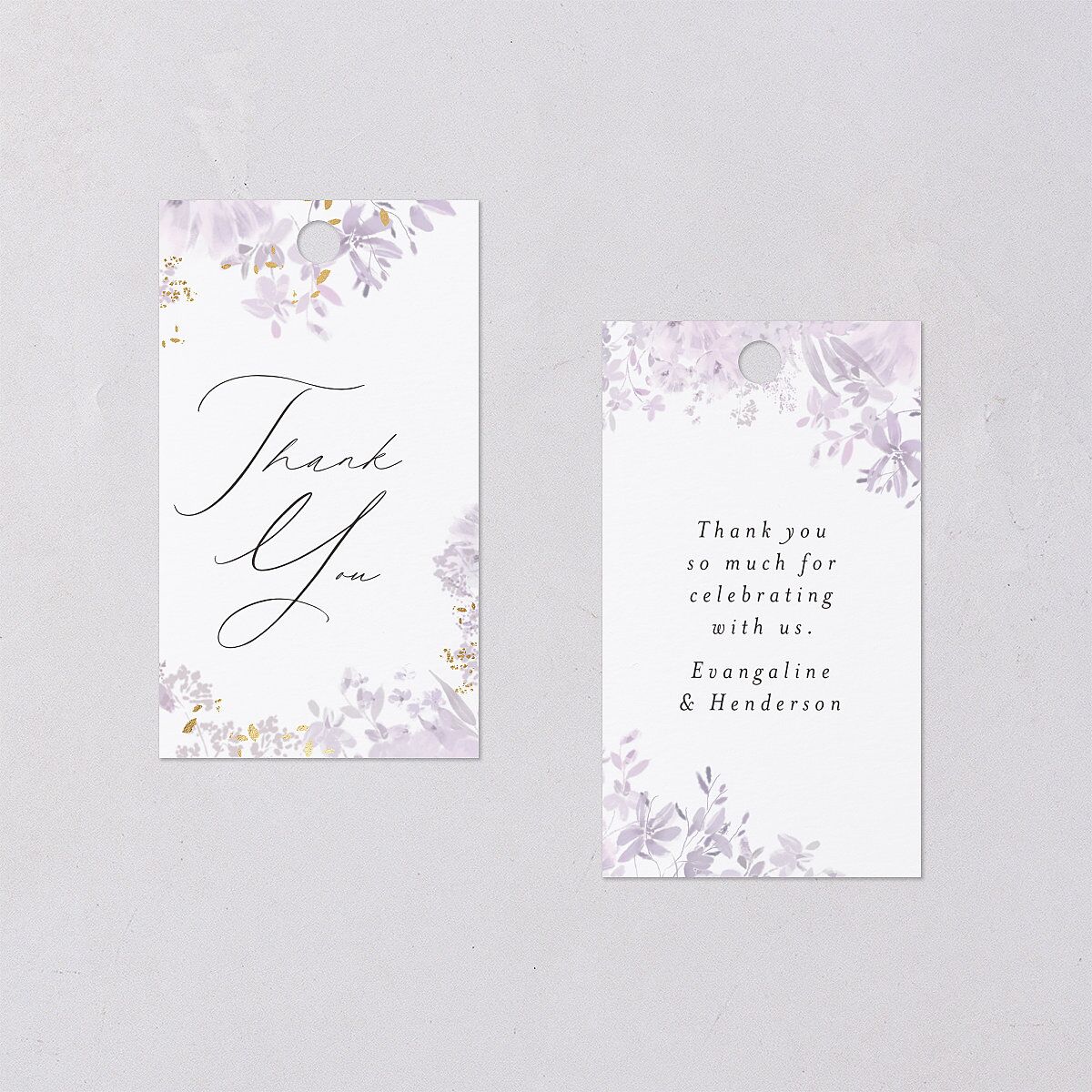 Monochrome Blooms Favor Gift Tags Gold Sheer Lilac Signature