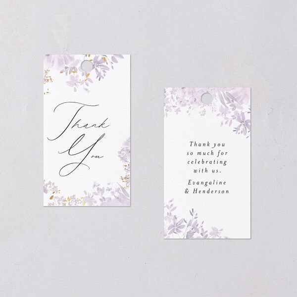Monochrome Blooms Favor Gift Tags Gold Sheer Lilac Signature