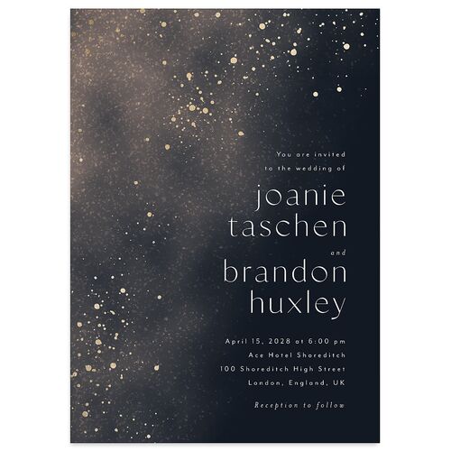 Shimmer Dust Wedding Invitations Gold Dark Navy Signature Blank No Standard