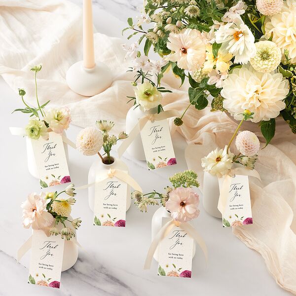 Blooming Dahlias Favor Gift Tags Hot Pink Signature