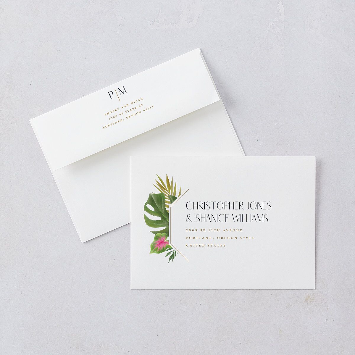 Hawaiian Tropical Monstera Frame Bridal Shower Invitations Moody Blue Signature Blank Standard
