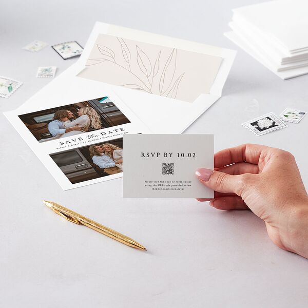 Captured Love QR Code RSVP Cards Pure White Signature Standard
