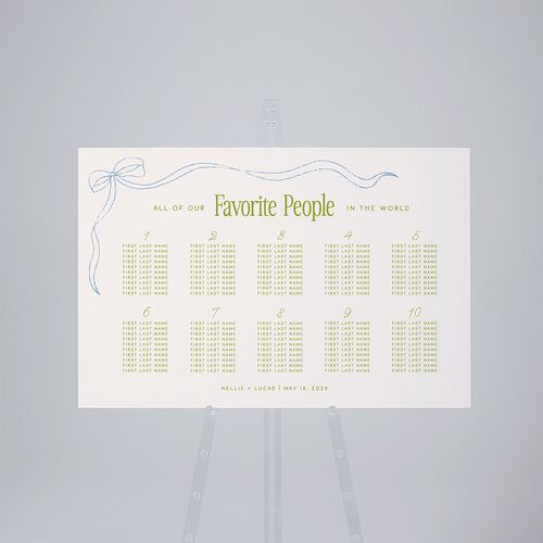 Modern Delicate Bows Standard Seating Chart Large Peridot Standard Indoor Foam Core L Seating