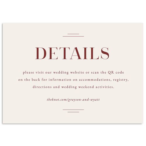 Country Club Wedding Event Detail Cards Rust Signature Standard