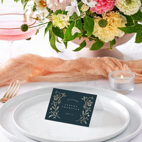Storybook Filigree Place Cards Gold Dark Night Signature