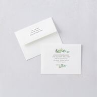 Leafy Monogram Hoop Save the Date Petite Cards Pure White Signature smooth Blank No Standard