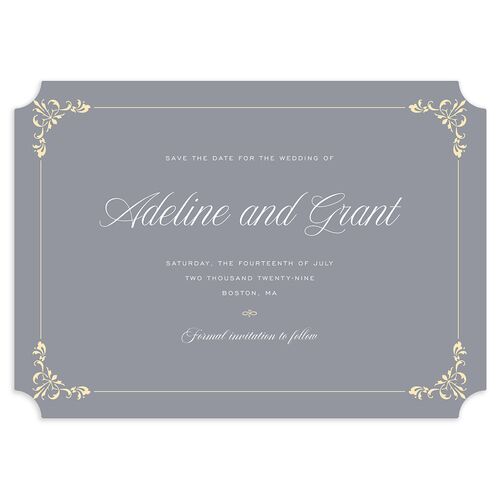 Old Money Save the Date Cards Dusty Blue Signature smooth Blank No Ticket